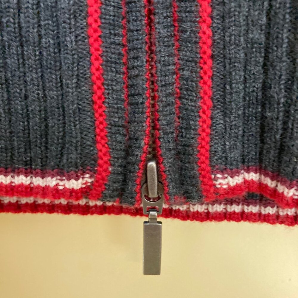 Eddie Bauer Womens Red & Gray Nordic Full-Zip Cardigan Sweater Small Merino Wool - Picture 5 of 13